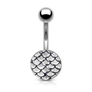 Silver Mermaid Scale Belly Button Ring new 14g New Surgical Steel Navel Ring